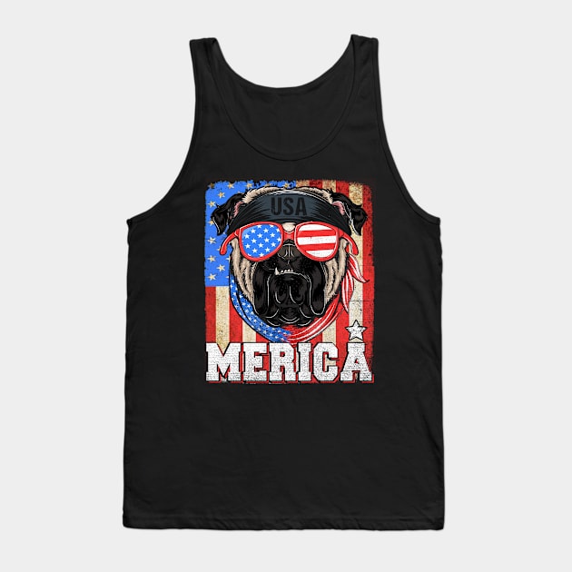 Funny Merica Retro Flag US Amirican Pitbull Patriotic Shirt Tank Top by drag is art